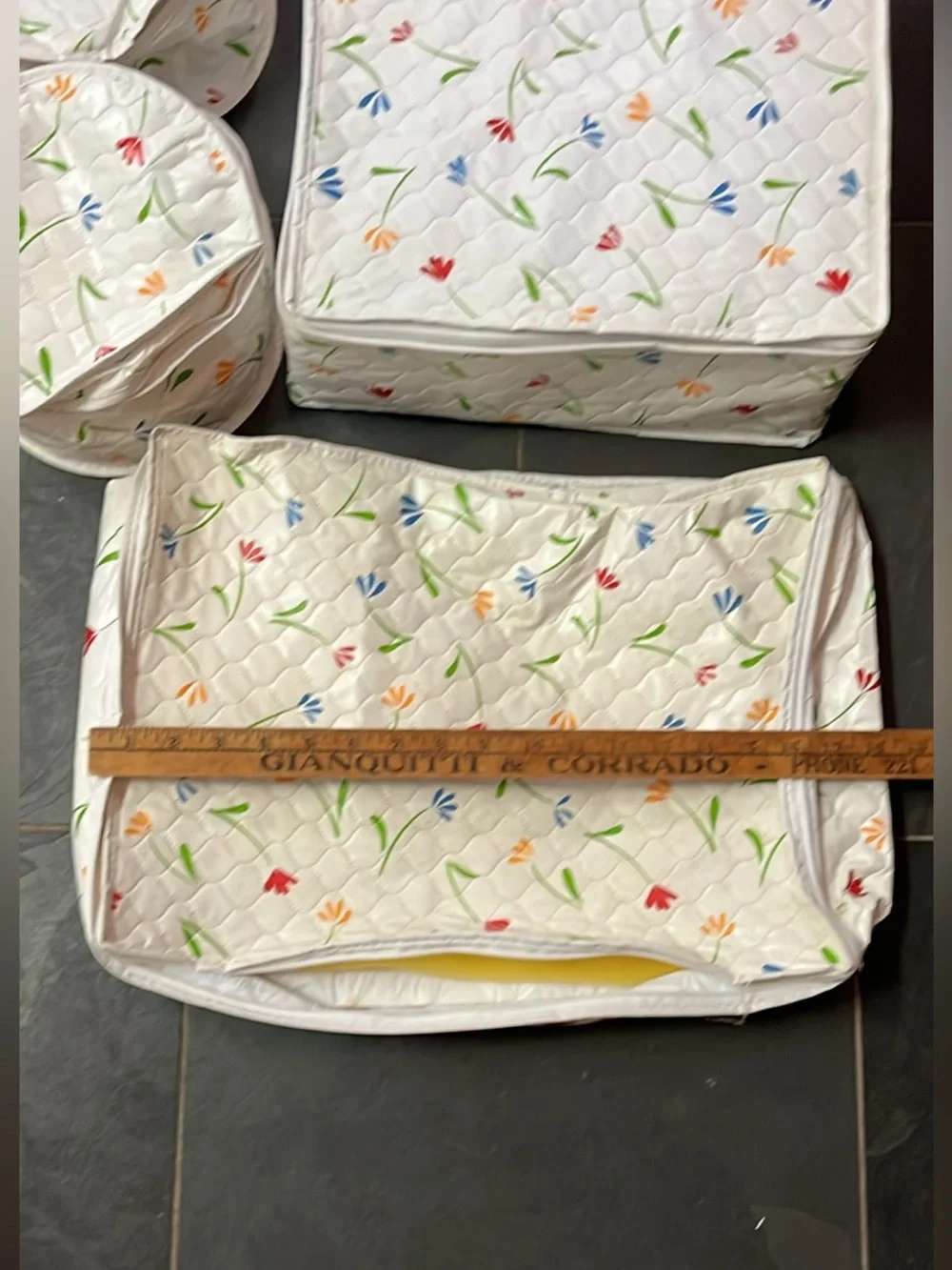 Vintage Set of 6 1980s Quilted Dish Savers Storage